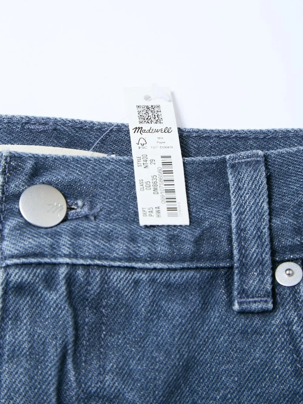 Madewell 100% Cotton Denim Hodgeman Wash Airy Blue Mini Skirt Size 29